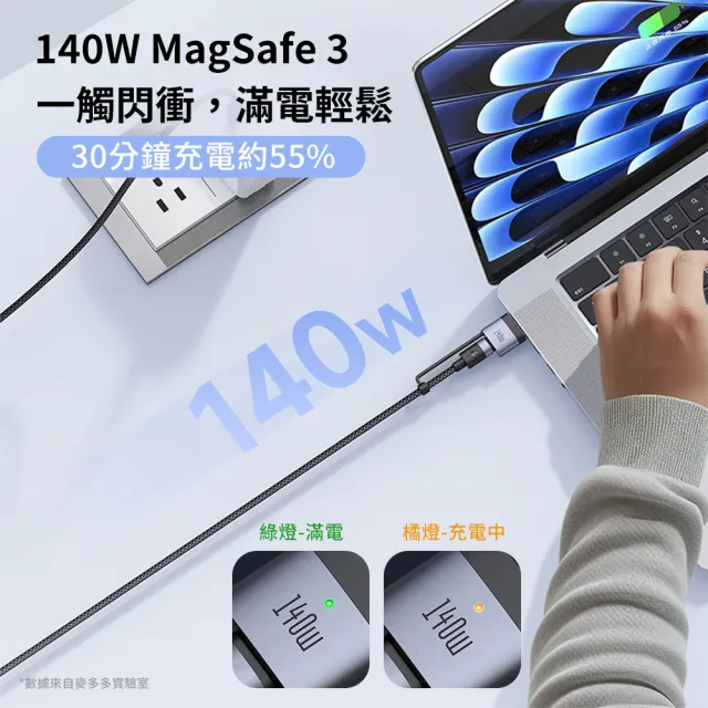 【Mcdodo麥多多】120W 二合一 Type-C to Type-C/MagSafe 3 磁吸快充充電線(CA-0140/200cm/PD3.1)