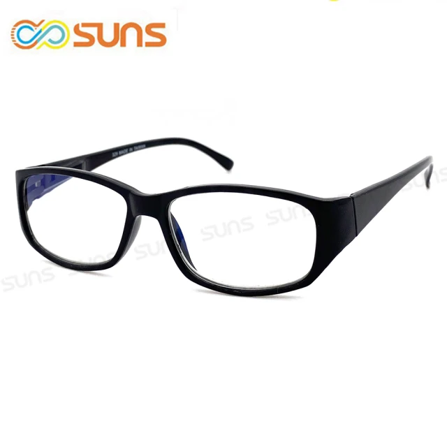 SUNS 台灣製 濾藍光老花眼鏡 經典黑框 彈性鏡腳 中性款 高硬度耐磨鏡片 配戴不暈眩