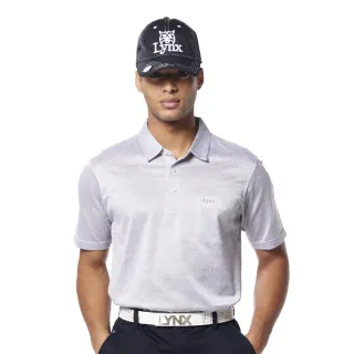 【Lynx Golf】男款歐洲進口絲光面料素色外觀緹花工藝典雅胸袋款短袖POLO衫(灰色)