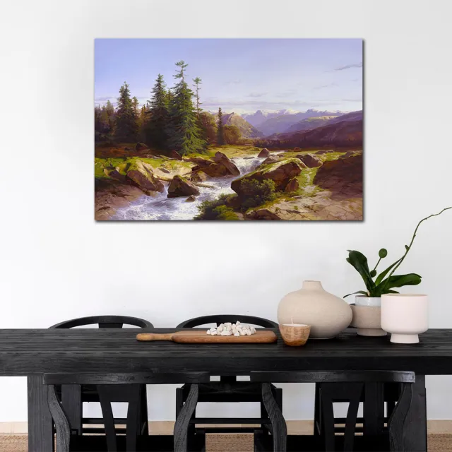 【御畫房】山谷有泉聲 國家一級畫師手繪油畫60×90cm(VF-91)