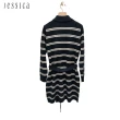 【JESSICA】經典條紋羊毛寬鬆長袖針織洋裝235401（藍）