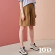 【IGD 英格麗】速達-網路獨賣款-素面打摺寬短褲(綠色)