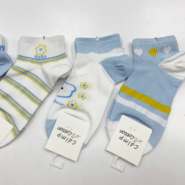 【Socks Form 襪子瘋】藍色系小熊日系棉質短襪/踝襪/棉襪/船型襪/女襪(5色)