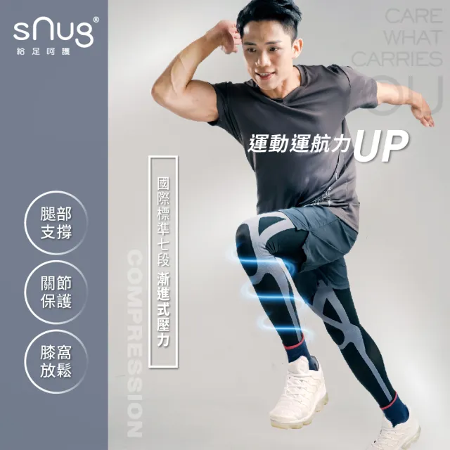 【sNug 給足呵護】運動壓縮全腿套1雙(台灣金選獎/不鐵腿神器/防鐵腿/保護固定肌肉/馬拉松/護膝)