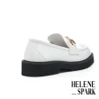 【HELENE_SPARK】復古時尚馬銜釦全真皮樂福厚底鞋(白)