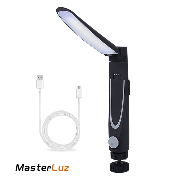 MasterLuz G34 USB充電10W無段調光COB工作燈(可折疊 附柔光罩 底座強磁吸附)