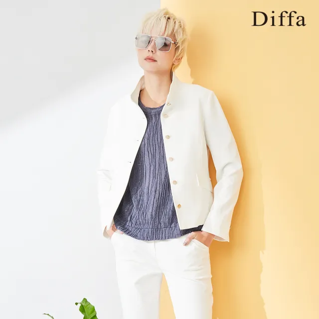 【Diffa】歐風波浪織紋針織衫-女
