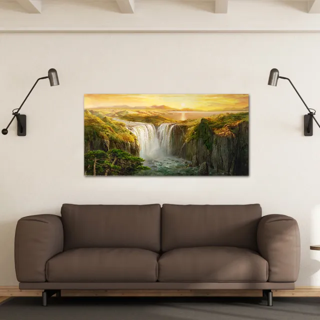 【御畫房】天瀑之三 國家一級畫師手繪油畫60×120cm(VF-149)