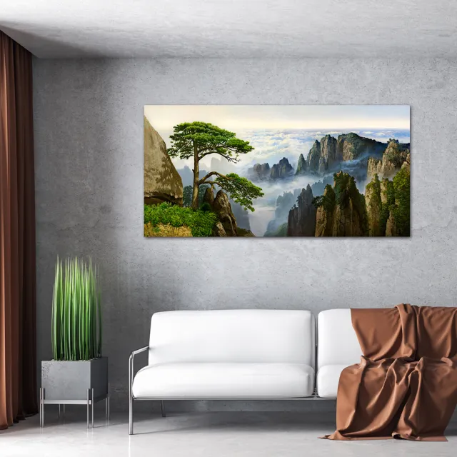 【御畫房】迎客松 國家一級畫師手繪油畫60×120cm(VF-139)