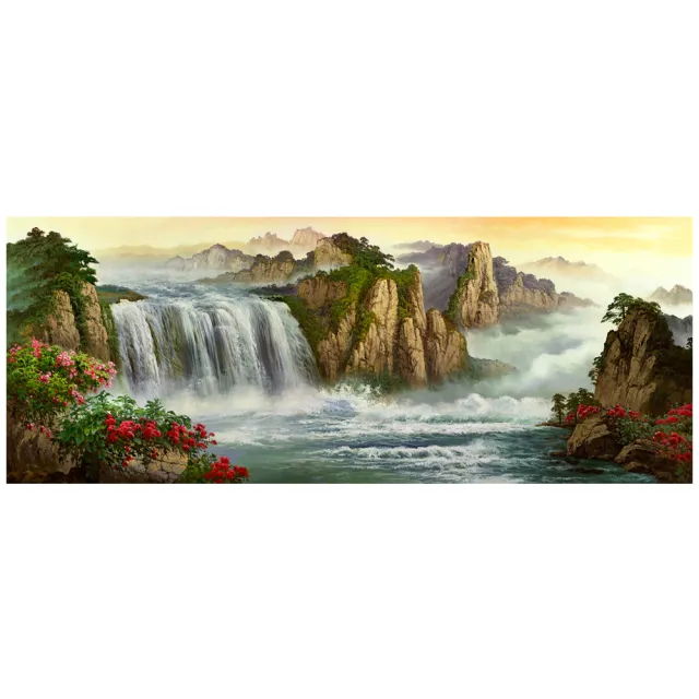 【御畫房】高山飛瀑 國家一級畫師手繪油畫60×120cm(VF-34)