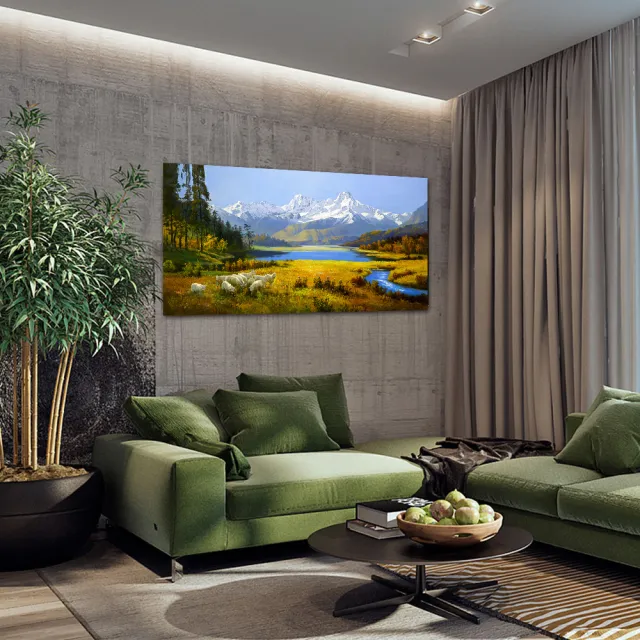【御畫房】天山溪流 國家一級畫師手繪油畫60×120cm(VF-150)