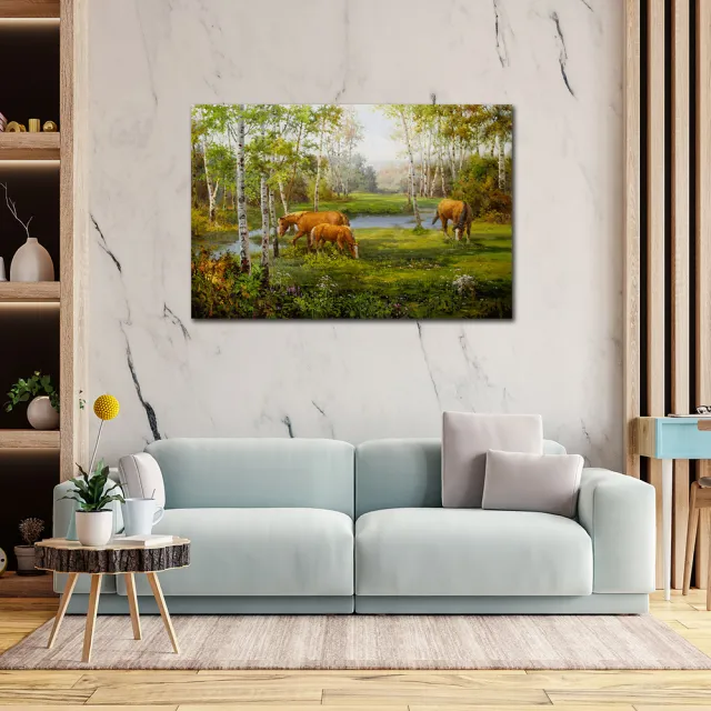 【御畫房】湖畔風光 國家一級畫師手繪油畫60×90cm(VF-15)