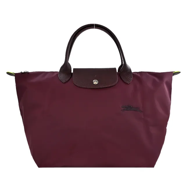 【LONGCHAMP】LE PLIAGE GREEN系列刺繡短把再生尼龍摺疊水餃包(中/多色選)