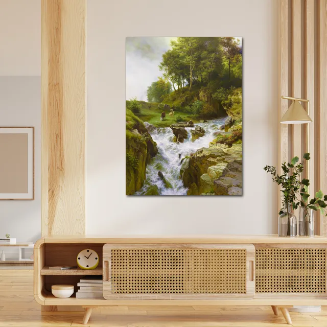 【御畫房】山谷飛瀑之二 國家一級畫師手繪油畫60×90cm(VF-108)