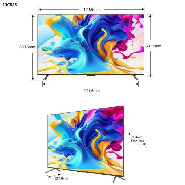 【TCL】50型 4K QLED 4K 60Hz DLG Google TV 量子智能連網顯示器(50C645-基本安裝)