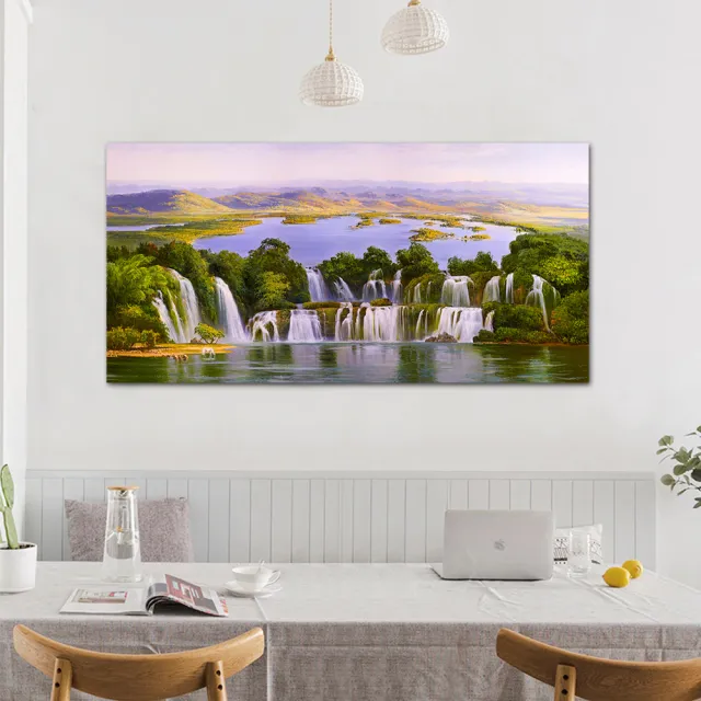 【御畫房】天瀑 國家一級畫師手繪油畫60×120cm(VF-118)