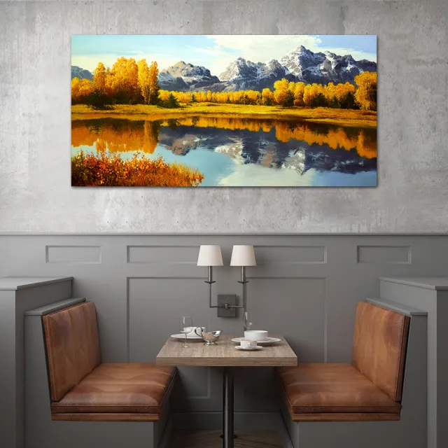 【御畫房】湖畔秋色 國家一級畫師手繪油畫60×120cm(VF-131)