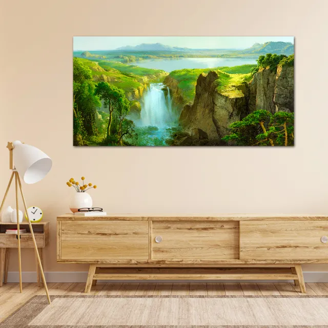 【御畫房】天瀑 國家一級畫師手繪油畫60×120cm(VF-136)