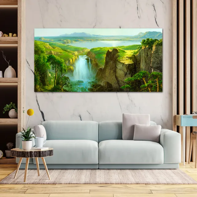 【御畫房】天瀑 國家一級畫師手繪油畫60×120cm(VF-136)