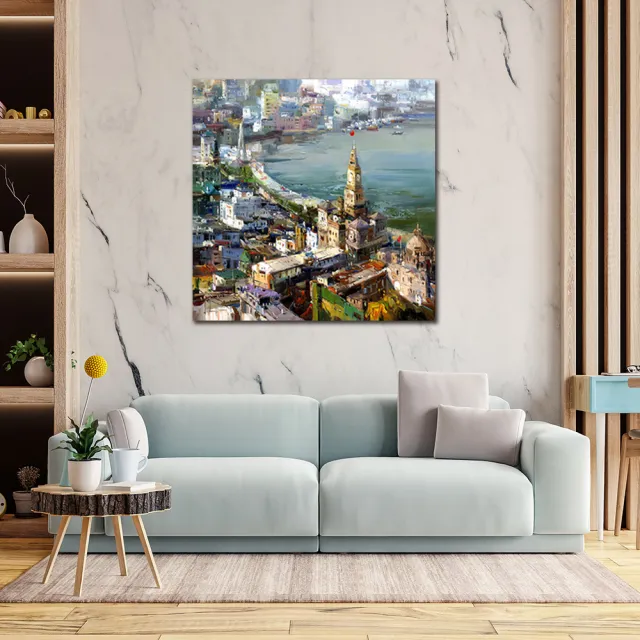 【御畫房】城市印象 國家一級畫師手繪油畫80×80cm(VF-167)