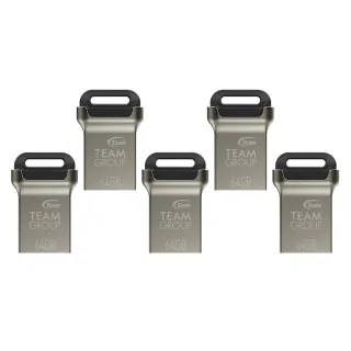 【Team 十銓】C162 64GB 迷你金彩碟 USB 3.2 鋅合金的材質 隨身碟(防潑水+終身保固五入組)