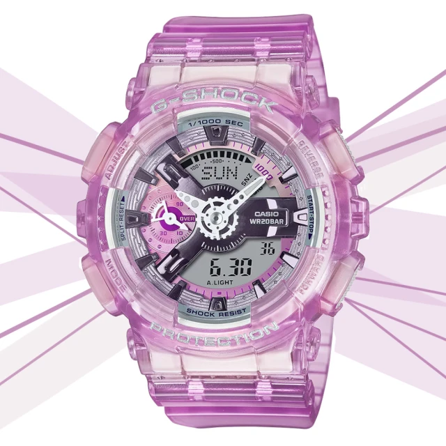 CASIO 卡西歐CASIO 卡西歐 G-SHOCK WOMEN 科幻虛擬世界 半透明Y型構造雙顯錶-粉(GMA-S110VW-4A 防水200米)