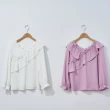 【H2O】荷葉邊V領雪紡衫(#4675006 雪紡衫 粉紫色/白色)