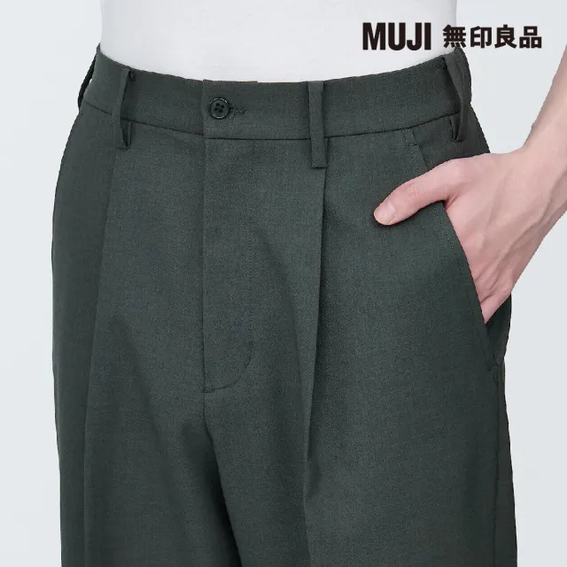 【MUJI 無印良品】男聚酯纖維不易起皺彈性打褶寬版褲(共2色)