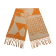 【Hermes 愛馬仕】H394800T 05 經典羊毛Camails Jacquard雙面編織流蘇圍巾(橘色)