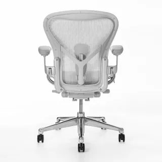 【Herman Miller】Aeron 2.0 人體工學椅 全功能 拋光金屬腳座 鋁合金材質 礦石白 DW扶手 B size(平行輸入)