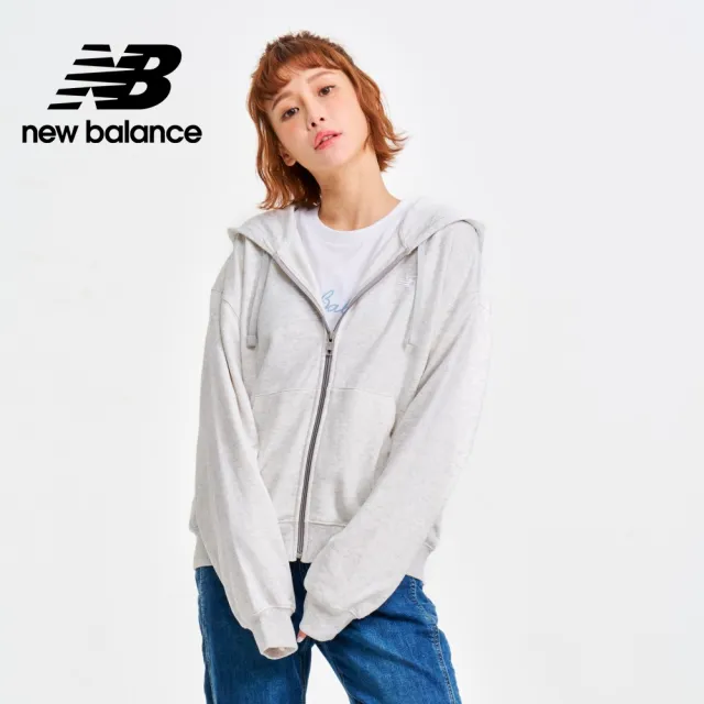 【NEW BALANCE】NB 刺繡NB休閒連帽外套_女性_淺灰色_WJ41501AHH(美版 版型偏大)