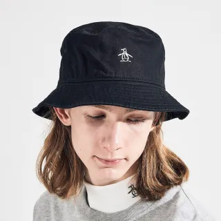 【Munsingwear】企鵝牌 男女款黑色基本款斜紋LOGO刺繡漁夫帽 MGTP0C02