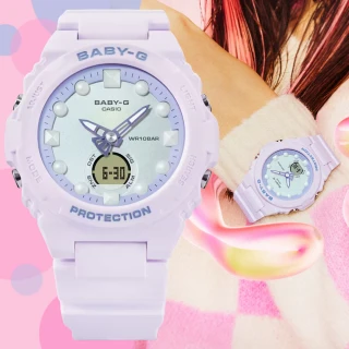 【CASIO 卡西歐】BABY-G 未來風 夢幻偏光色彩 霧面雙顯錶-粉紫(BGA-320FH-4A 防水100米)