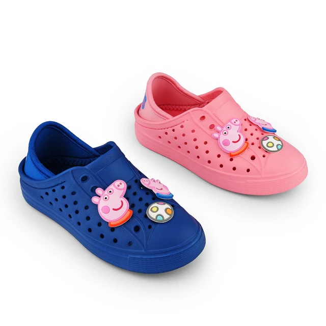 【童鞋城堡】中童 洞洞鞋 玩水鞋 佩佩豬(PG8526-粉/藍)