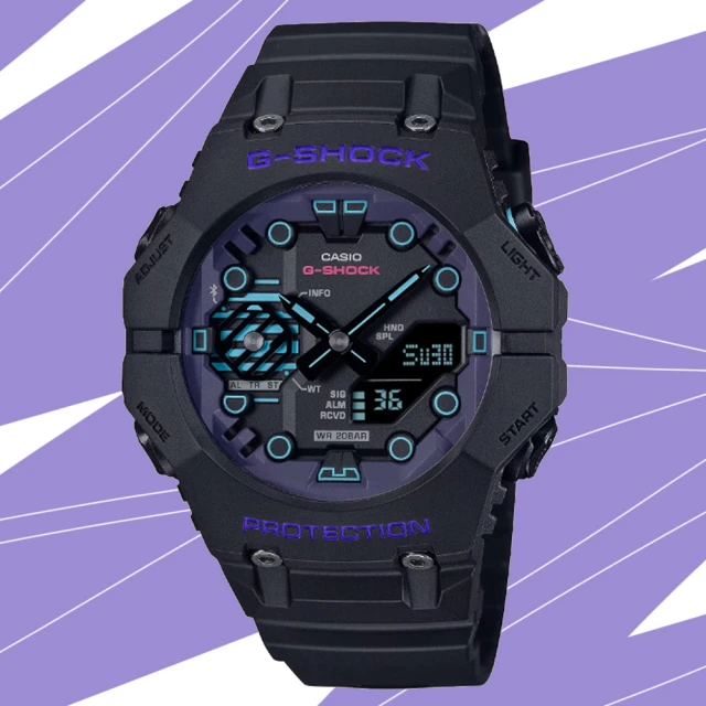 CASIO 卡西歐 G-SHOCK 網路空間 科幻宇宙 智慧藍芽連結雙顯錶-黑(GA-B001CBR-1A 防水200米)