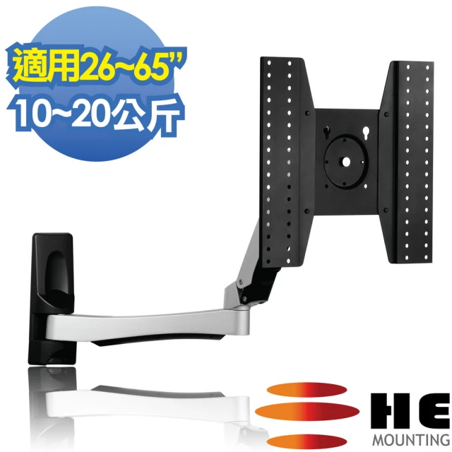 【HE】鋁合金雙旋臂互動式壁掛架-適用10-20公斤(H20ATW-M)