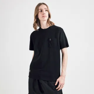 【Munsingwear】企鵝牌 男女款黑色經典logo基本款口袋圓領T-Shirt MGTP2C01