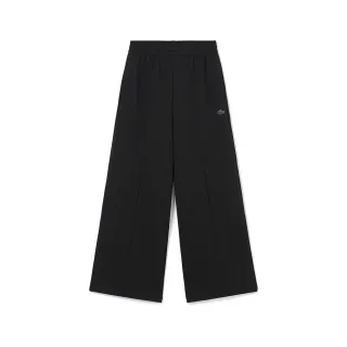 【LACOSTE】女裝-厚磅素色運動寬褲(黑色)