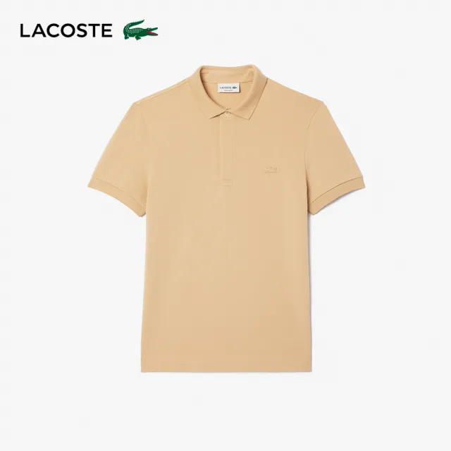 【LACOSTE】男裝-經典巴黎商務短袖Polo衫(卡其色)