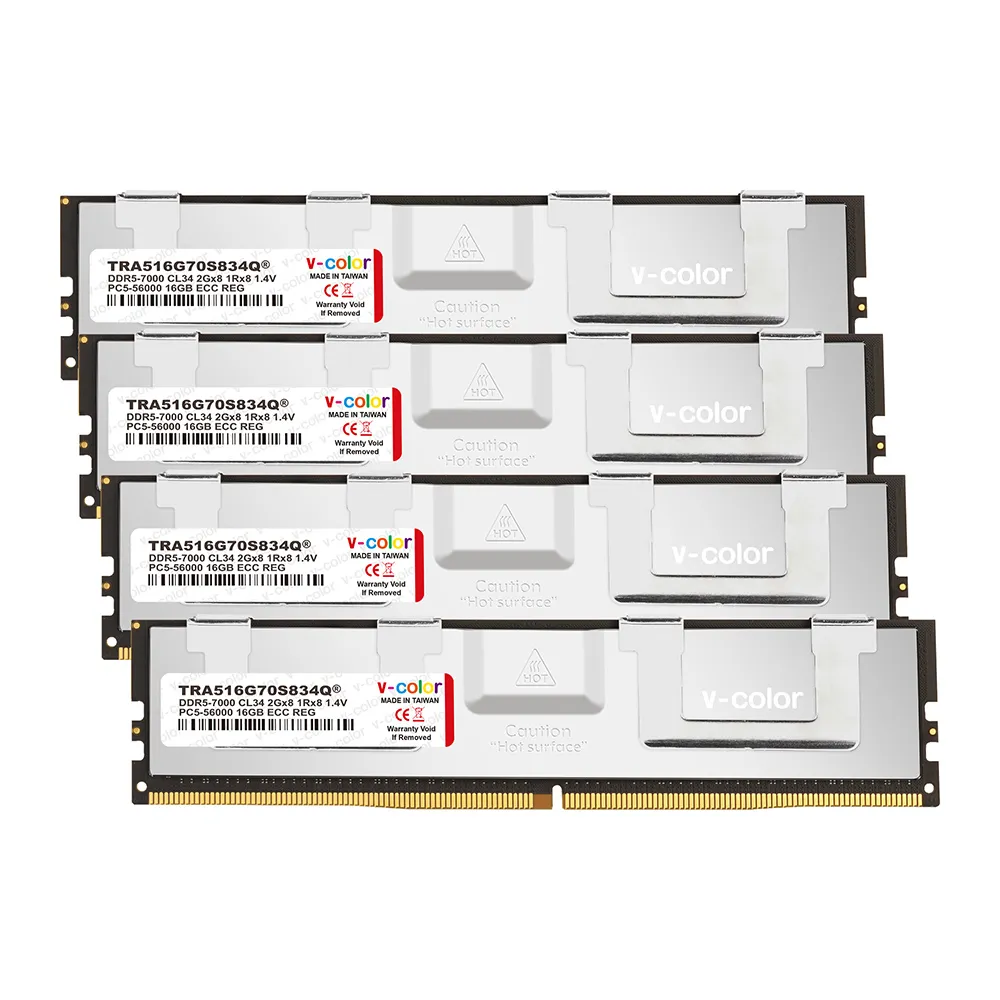 【v-color 全何】DDR5 OC R-DIMM 7000 64GB kit 16GBx4(AMD TRX50 工作站記憶體)