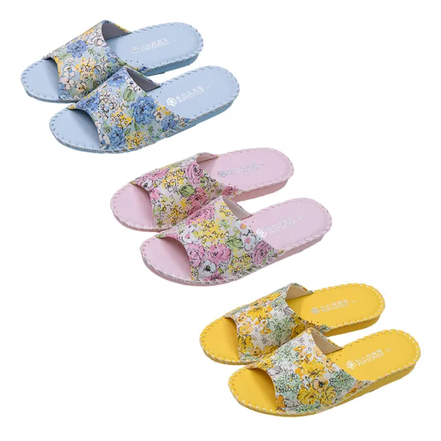 【PANSY】花卉 女士手工製作 防滑舒適柔軟 皮革室內拖鞋  室內鞋 拖鞋 防滑拖鞋(粉色 8690)