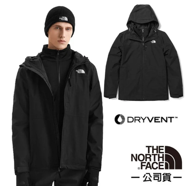 The North Face 男款 拼接防水透氣保暖連帽三合一外套.夾克(81RO-JK3 黑色)