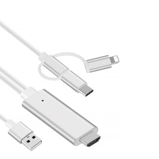 【SYU】三合一Type-C to USB-A/lighting/Mirco HDMI同屏線/影音傳輸線 1.8m(適用 iOS/Type-C/Micro)