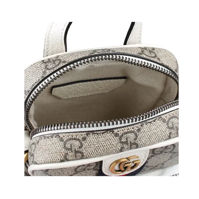 【GUCCI 古馳】671682 經典Ophidia系列GG supreme帆布肩背斜背手機包(白色)