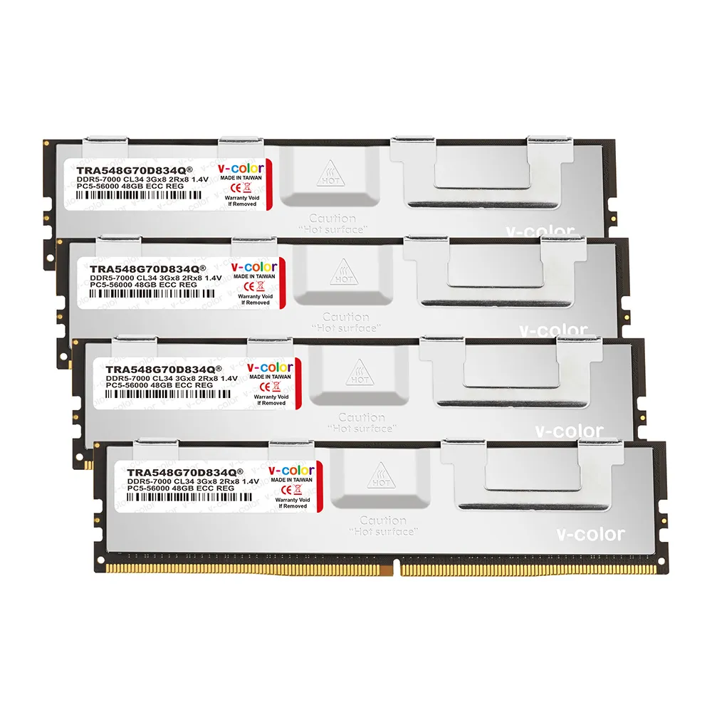 【v-color 全何】DDR5 OC R-DIMM 7000 192GB kit 48GBx4(AMD TRX50 工作站記憶體)