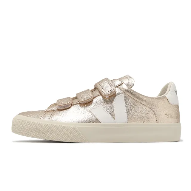 【VEJA】休閒鞋 Recife Logo Chromefree Leather 女鞋 金 白 魔鬼氈 皮革(RC0502418A)