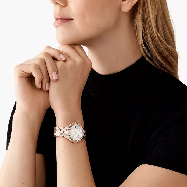 【Michael Kors】MK Camille 羅馬菱格紋晶鑽女錶-33mm 520送禮 禮物(MK4810)