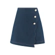 【ILEY 伊蕾】波浪活片金釦輕薄牛仔褲裙(藍色；M-XL；1241318001)