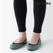 【MUJI 無印良品】女撥水加工棉質緞布蝴蝶結芭蕾舞鞋(煙燻綠)