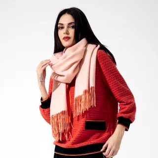 【KERAIA 克萊亞】100%羊毛和煦香橙雙色保暖圍巾